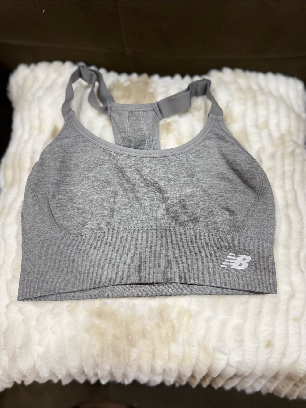 New Balance Light Gray Seamless Racerback Sports Bra